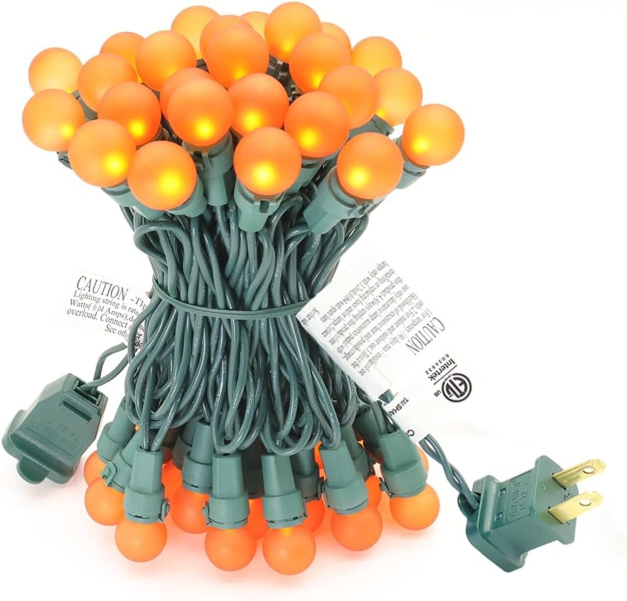 Orange Halloween Lights – G15 Frosted Glass Globe LED String Lights (50 LEDs, 13.5 ft, Plug-In, Waterproof, Connectable)